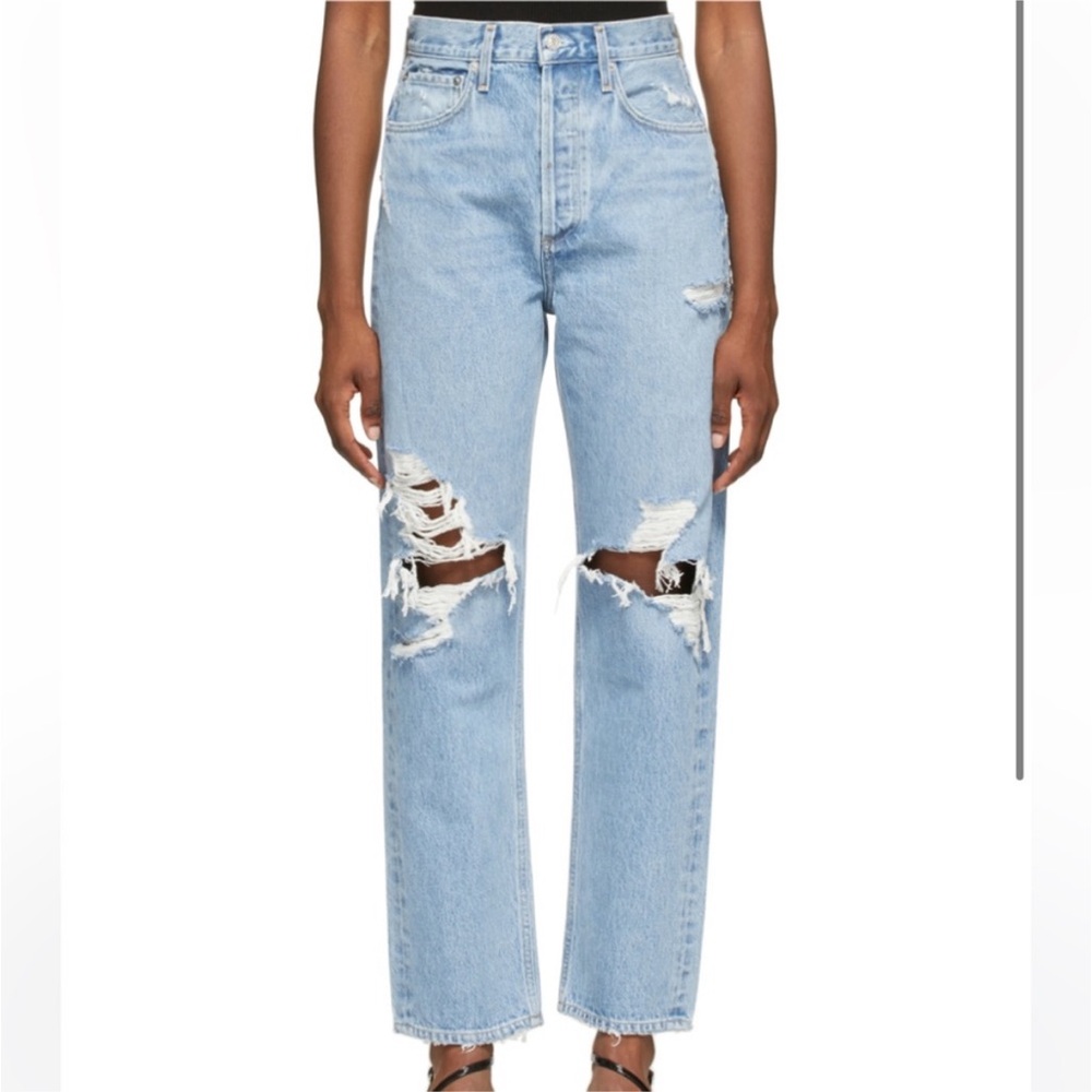 Agolde 90's Ripped Jeans in Light Denim 25
